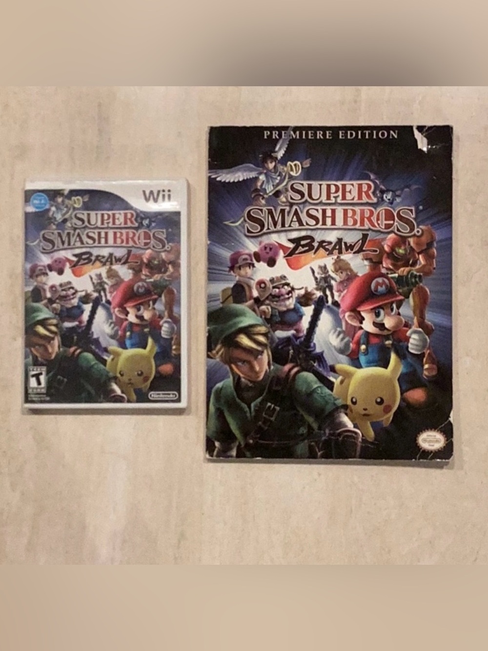 Super Smash Bros Brawl Nintendo Wii Game & Strategy Guide Lot Of 2